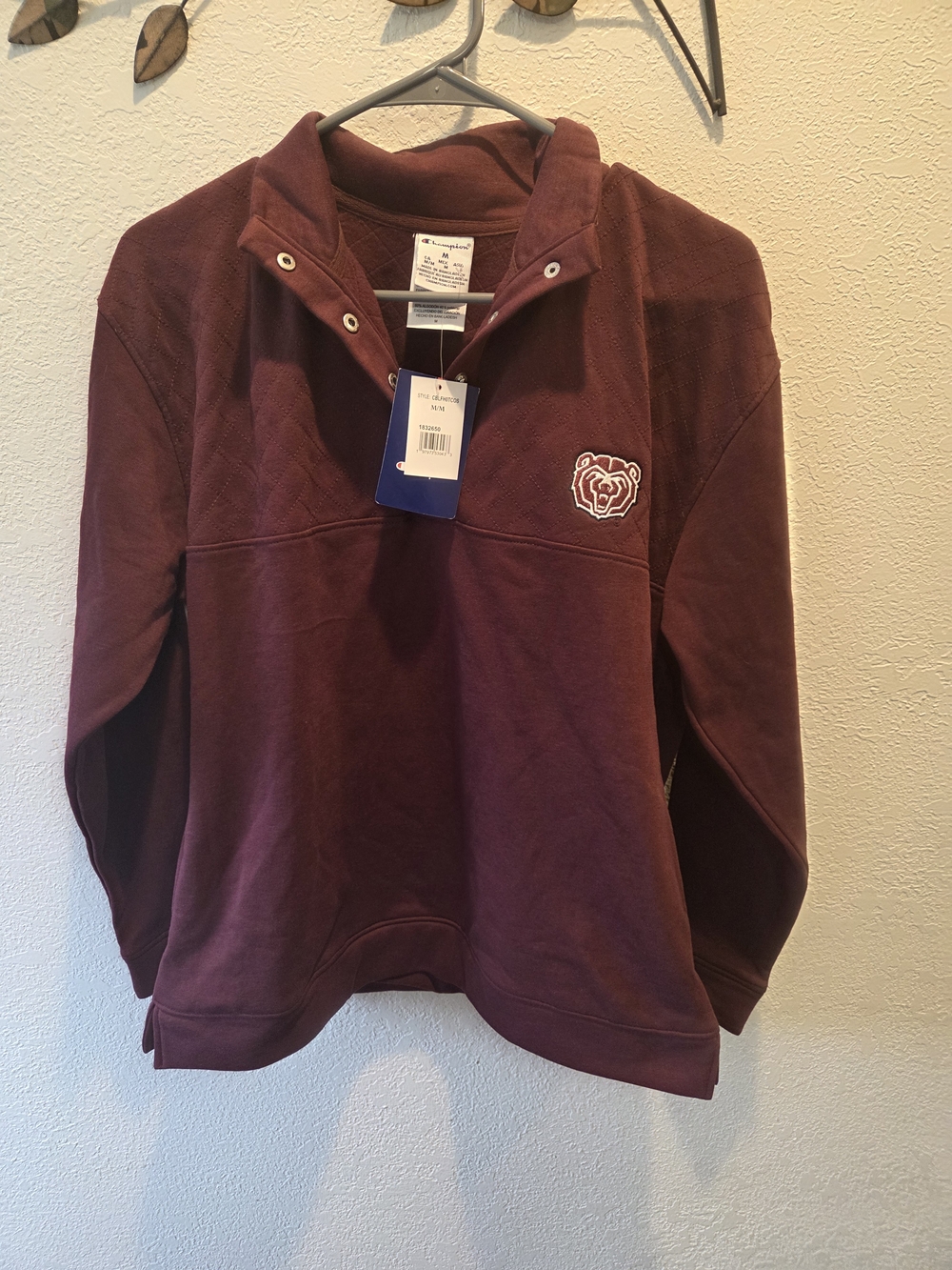 Champion Maroon Half-Snap Pullover with Missouri State Logo Unisex